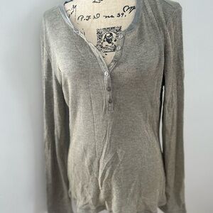 True Grit‎ Gray Long Sleeve Button Down Polo